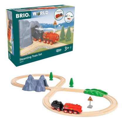 BRIO World - 36017 - Wooden Railway - RAVENSBURGER - Red - Battery-Powered Steam Locomotive