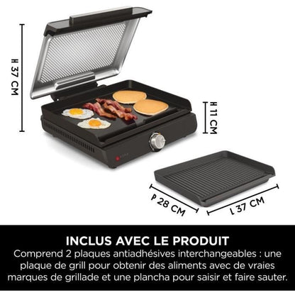 Indoor grill and plancha - NINJA - Sizzle GR101EU - 34 x 8 x 13.5 cm - Black