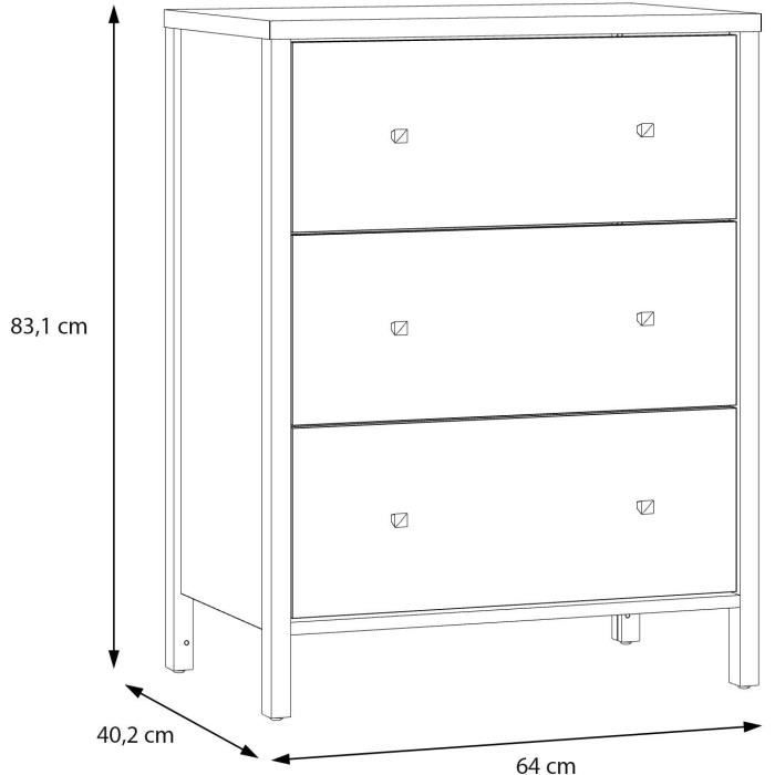 Vanity unit - White - 3 drawers - L64 x D40 x H83 cm - IPSARION