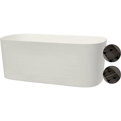Planter with water reserve - GARDEN ID Respect - White 50 x 17 cm - 100% household waste - 100% recyclable - Structured surface.