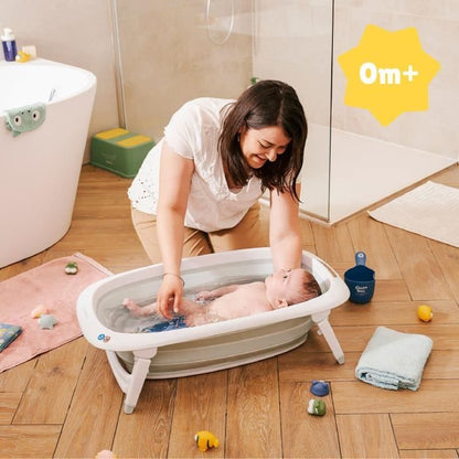 BADABULLE Foldable bathtub, 35L, super compact, heat indicator drain plug, fun design