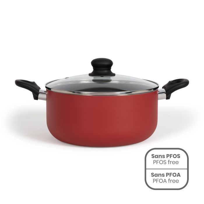 24 cm Dutch oven - LIVOO - MEP150R - Non-stick without PFOA or PFOS - Silicone handles - Suitable for all hobs including induction
