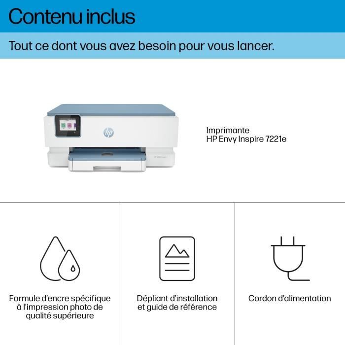 HP Envy Inspire 7221e All-in-One Color Inkjet Printer Copy Scan - 6 months Instant ink included with HP+