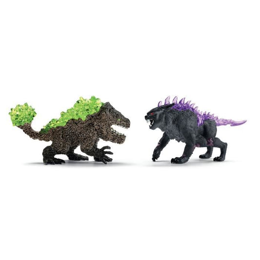 Dark Lynx vs Stone Crusher Duo Figurines, SCHLEICH 70827 Eldrador Creatures, Ages 6 and Up