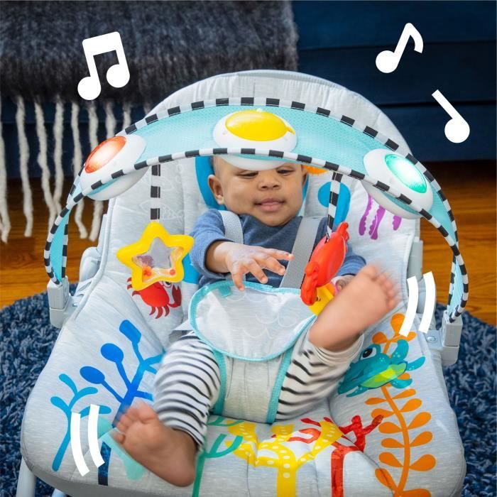 BABY EINSTEIN Octopus Evolutionary Bouncer (usable up to 30 months) - Ocean Explorer, Fixed or Rocking Position, Music and Light