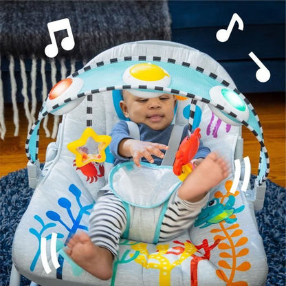 BABY EINSTEIN Octopus Evolutionary Bouncer (usable up to 30 months) - Ocean Explorer, Fixed or Rocking Position, Music and Light