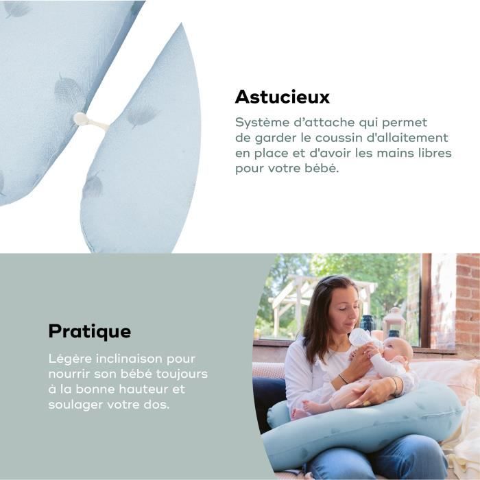 Babymoov B.LOVE Maternity & Breastfeeding Cushion with Ultra-fine Microbead Filling - Made in Europe, Blue