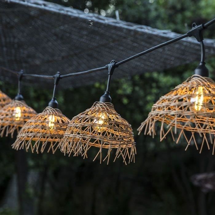 String lights - LUMISKY - Hawaii Light - Connectable - Outdoor - Polyrattan lampshade - 10 E27 LED filament bulbs