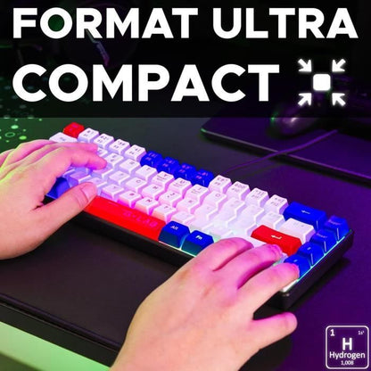 Gaming keyboard - THE G-LAB - KEYZ-HYDRO-BWR/FR - 60% membrane 3 key colors Blue-White-Red