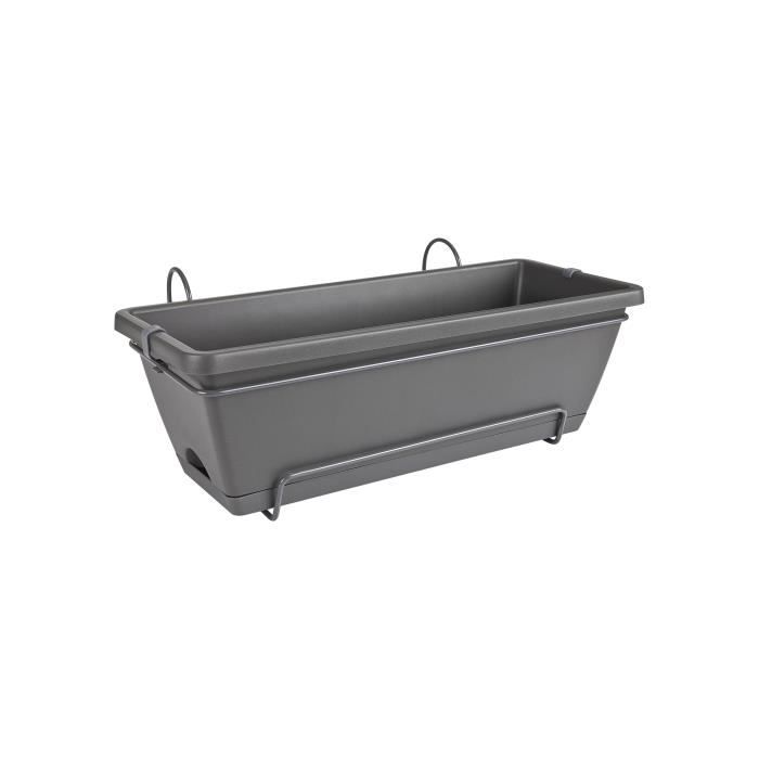 Elho Barcelona Balconiere Allin1 50 - Black - L 50 x B 28 x H 19 cm - Outdoor balcony - 100% recycled