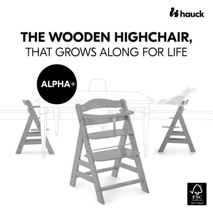 HAUCK Scalable Wooden Baby High Chair Alpha + / gray