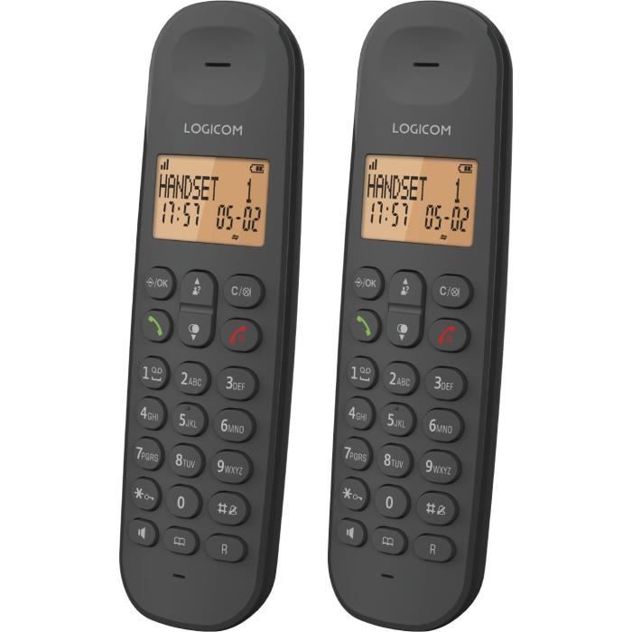 Cordless landline telephone - LOGICOM - DECT ILOA 255T DUO - Black - With answering machine
