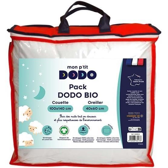 Organic Pack Duvet 100x140cm + pillow 40x60cm - MON P'TIT DODO - Warm - 100% Polyester Hollow siliconized fiber - 1 person -