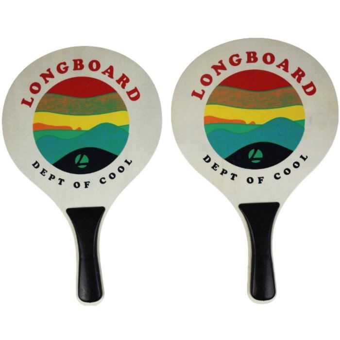 Wooden beach racket set and 1 ball - LONGBOARD - VB1 - Children's - Multicolor