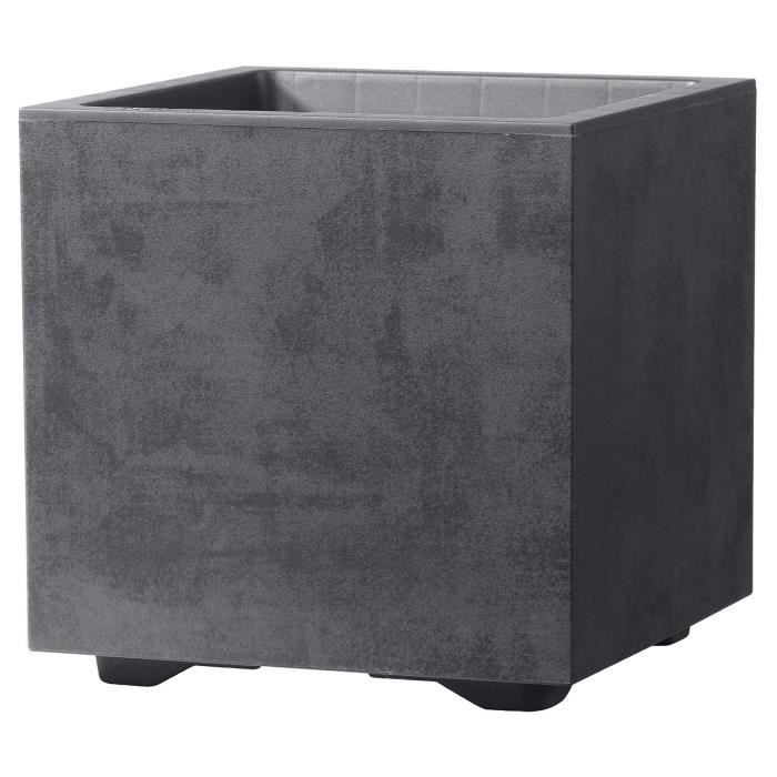 Cube Flower Pot - DEROMA - Millennium R - Anthracite - With water reserve - 25 cm