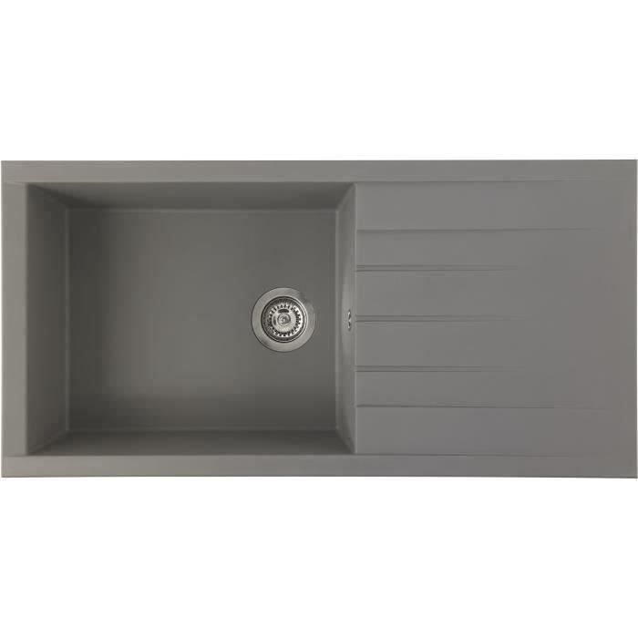 STRADOUR CUBE built-in sink in SMC CONCRETE GRAY - 16, 1 tray, dim. 100 * 50 cm, manual emptying