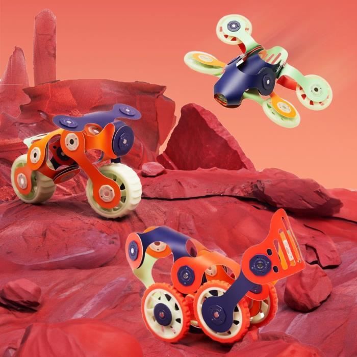 Magnetic Construction Set - GIPSY TOYS - MARS ROVERS - 30 pieces - Glows in the dark - Ages 6+
