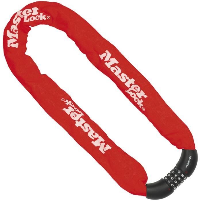 MASTER LOCK Bicycle Chain Lock [Combination] [90 cm Chain] [Red] 8392EURDPROCOLR