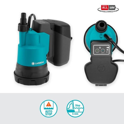 Gardena Shape Pump Light Water 200/2 Li-ion 18V P4A-Max 2000L/H & Pressure Max 2bar-Extension Guarantee 5 Years (14600-20)