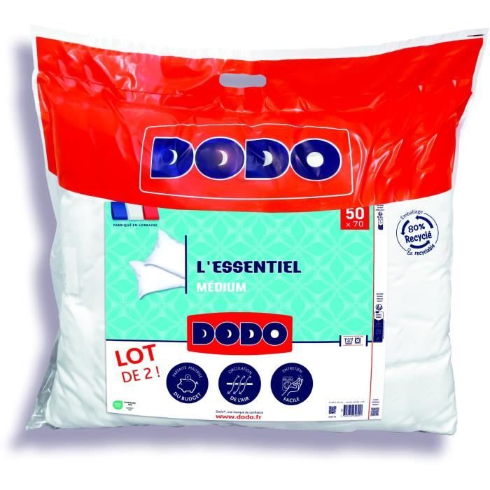 DODO Set of 2 Medium Pillows - THE ESSENTIAL - 50x70 cm - 100% Polyester
