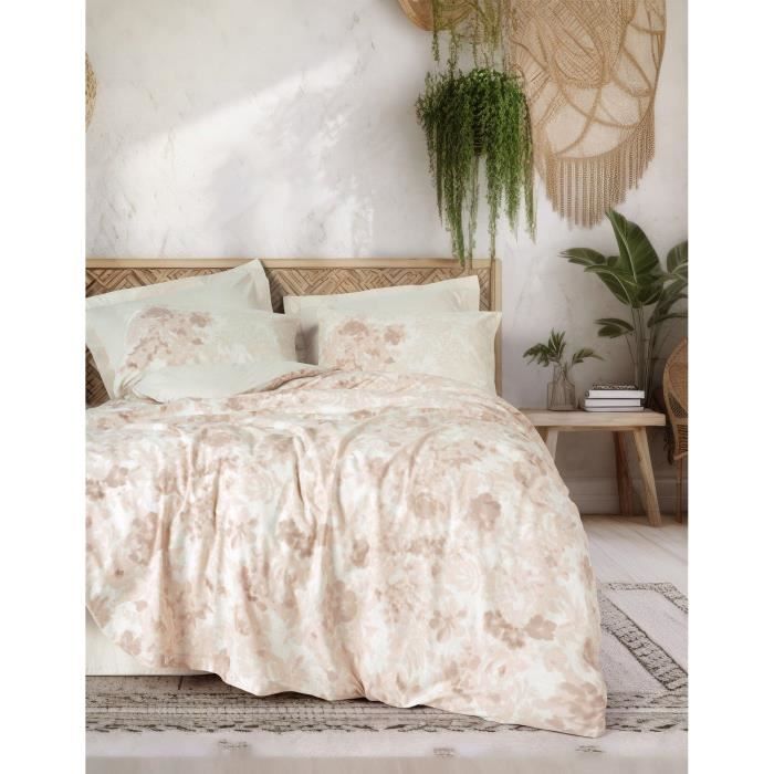 Bedding set - 1 duvet cover 220 x 240 cm + 2 pillowcases 60 x 60 cm - 100% cotton - Beige