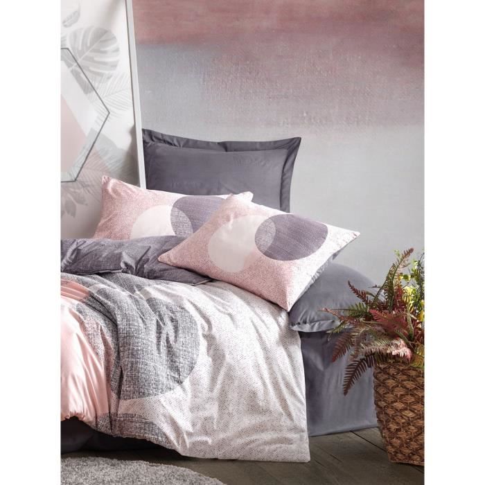 Bedding set - 1 duvet cover 220 x 240 cm + 2 pillowcases 60 x 60 cm - 100% cotton - Grey