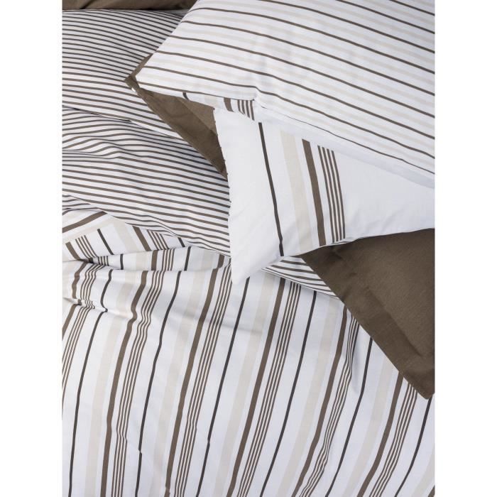 Bedding set - 1 duvet cover 220 x 240 cm + 2 pillowcases 60 x 60 cm - 100% cotton - Brown