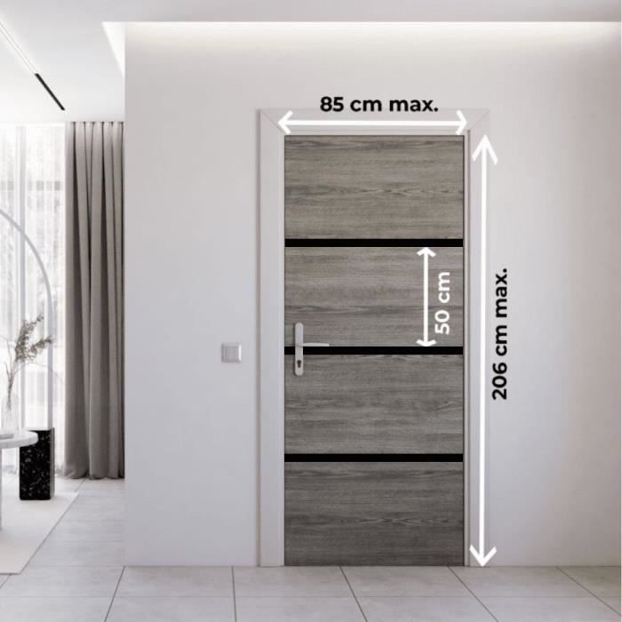Door Renovation Kit - NORDLINGER PRO - 4 Sheets 85 x 50 cm & 3 Black Profiles 85 x 2 cm - Greige Oak