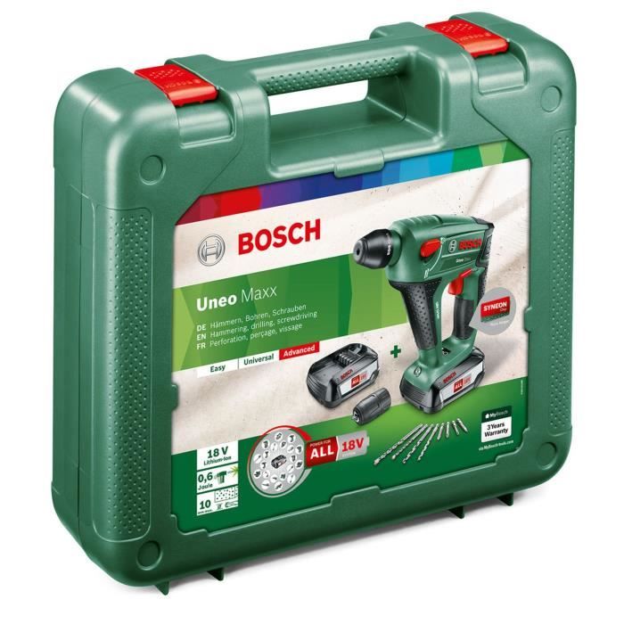 Bosch - UNO MAXX wireless perforator (delivered with 2 18V -2.5 AH batteries + charger + transport box)