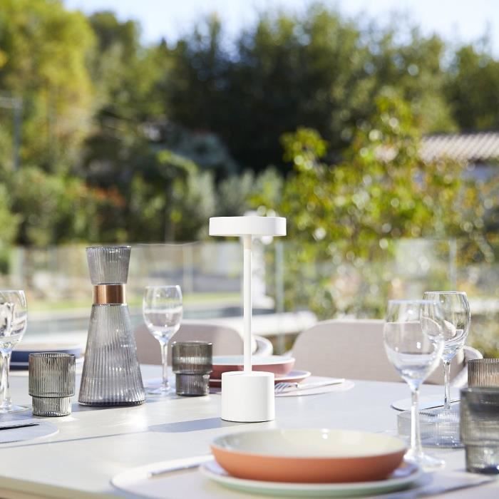 Wireless table lamp - LUMISKY - ROBY WHITE - H30 cm - Touch aluminum - Matt white - LED