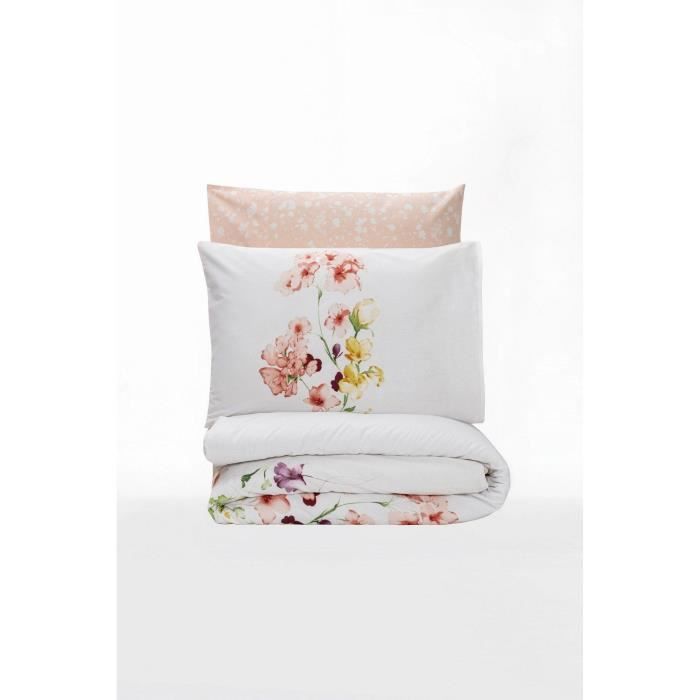 Bedding set - 1 duvet cover 220 x 240 cm + 2 pillowcases 60 x 60 cm - 100% cotton - White