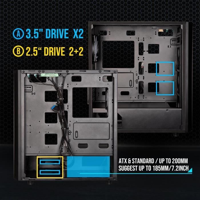 PC case without power supply - BITFENIX Saber Mesh (Black) - Mid-tower - ATX format