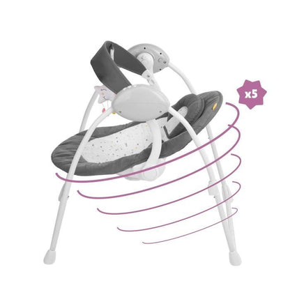 Badabulle Electric Comfort Swing - Foldable - Ultra Compact - Removable play arch, Moonlight