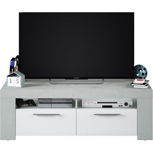 AMBIT 2 Door TV Stand - Contemporary Style - Gray and White - L 120 cm