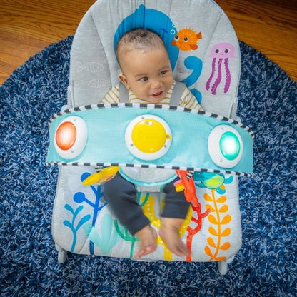 BABY EINSTEIN Octopus Evolutionary Bouncer (usable up to 30 months) - Ocean Explorer, Fixed or Rocking Position, Music and Light