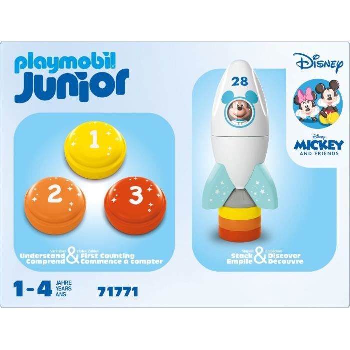 PLAYMOBIL Junior 71771 Mickey astronaut with his rocket, Disney, 5 pieces, From 12 months