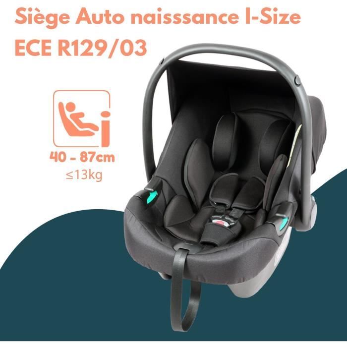 Double twin stroller - BAMBISOL - Combined Double Stroller + I-size Car Seat - 4 wheels - Black