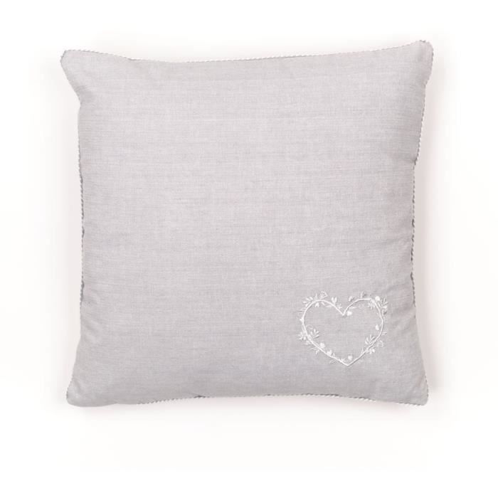 Cushion - TODAY - CHARME - Chambray x Petite broderie Constance - 40 x 40 cm