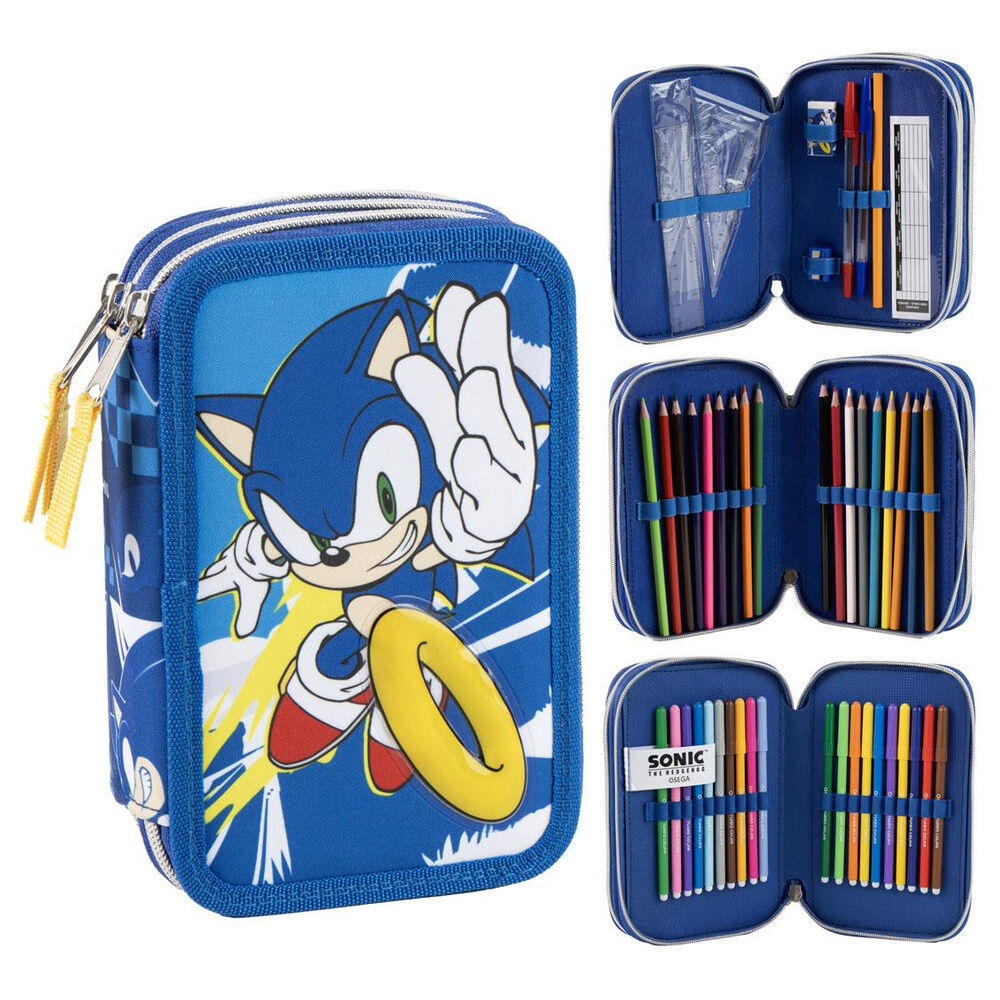 Sonic the Hedgehog triple pencil case