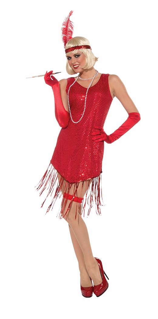 Roaring 20's Swingin' In Sequins Costume Red Adult Women Standard