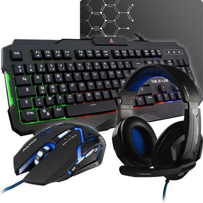 THE G-LAB COMBO ARGON Keyboard FR Backlit Performance + Mouse Coating Soft-Touch + Helmet KORP 100 + Non-Slip Mat