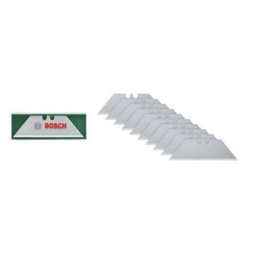 Bosch Set of 10 trapezoidal blades (for folding knife for cutting work SK5 steel storage case)