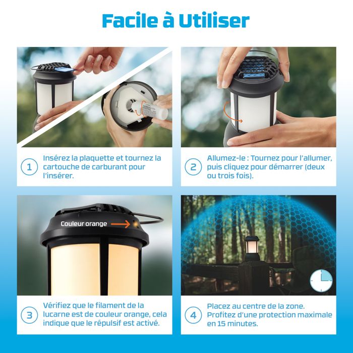 Cordless Tiger Mosquito Repellent and Mosquito Repellent Device - Black Lantern - 20m² Protection