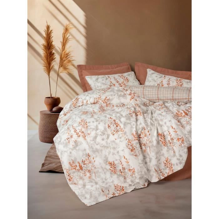 Bedding set - 1 duvet cover 220 x 240 cm + 2 pillowcases 60 x 60 cm - 100% cotton - Cinnamon