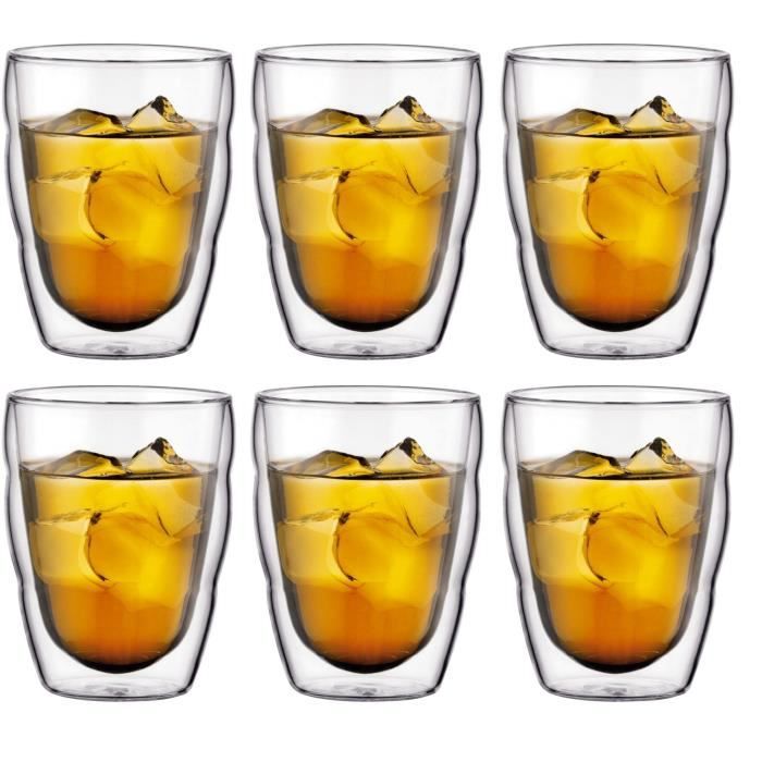 Set of 6 thermo glasses - BODUM - Pilatus - Double wall - 0.25 l - Transparent