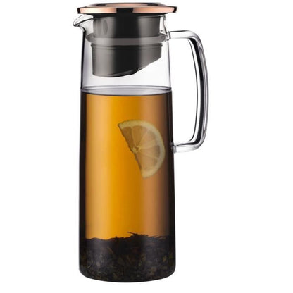 Glass Infuser Pitcher - BODUM - Biasca - Copper Lid with Filter - 1.2 L - Transparent