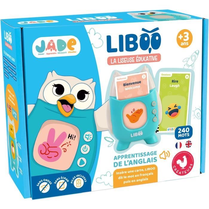 Liboo E-Reader - JADE - French - English - 240 Words - Educational Game - Batteries Included - Vocabulary - Learning - French Design