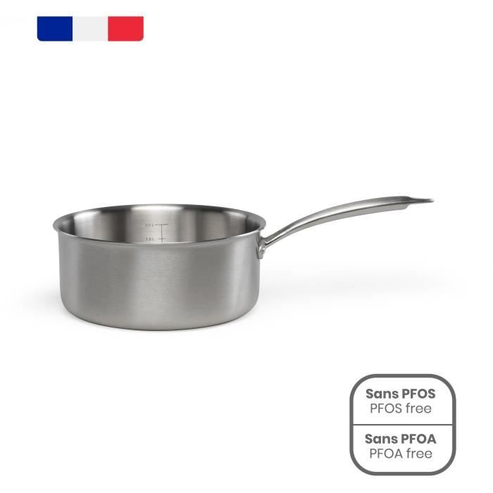Brigade - 20 cm stainless steel saucepan - LIVOO - MEP161 - Triply stainless steel - Suitable for all hobs including induction - Made in France