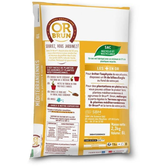 Citrus & Mediterranean Plants Soil - BROWN GOLD - OBRTAGR6U - 6L - Olive Trees Palm Trees & Cycas