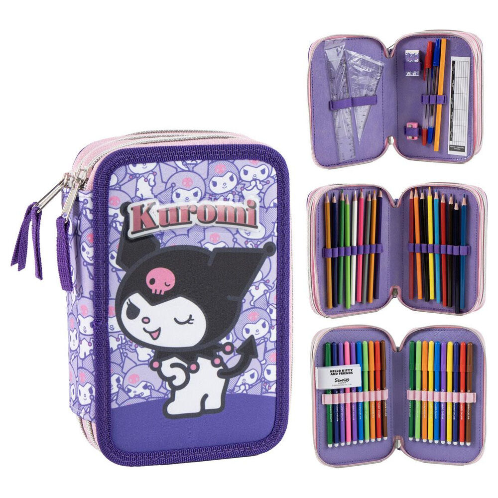 Hello Kitty Kuromi triple pencil case